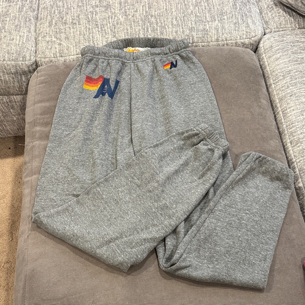 Aviator Nation Gray Sweatpants Joggers with Colorful Logo